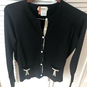 80% silk sweater w/velvet trim